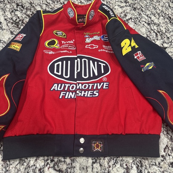 Jeff Gordon NASCAR‎ Dupont Jacket XL 11-12 JH Design Stitched Flames Button-up